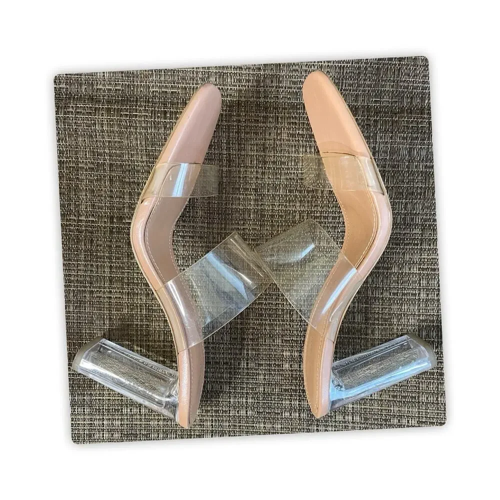 Zara Basic Collection transparent straps methacrylate block heel sandals EU40 - Picture 2 of 8